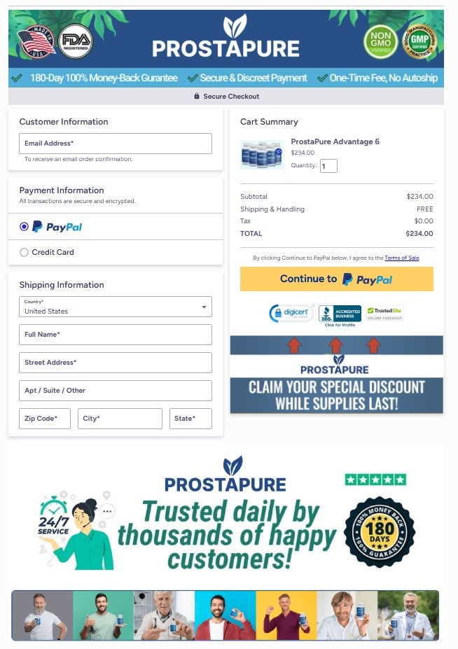 Secure checkout and payment protection for ProstaPure